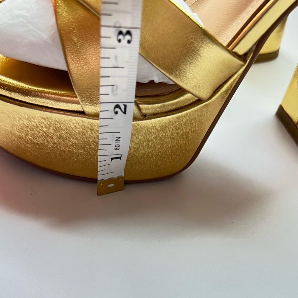 Gold Platform Ankle-Strap Heels - Womens - Picture 8 of 8